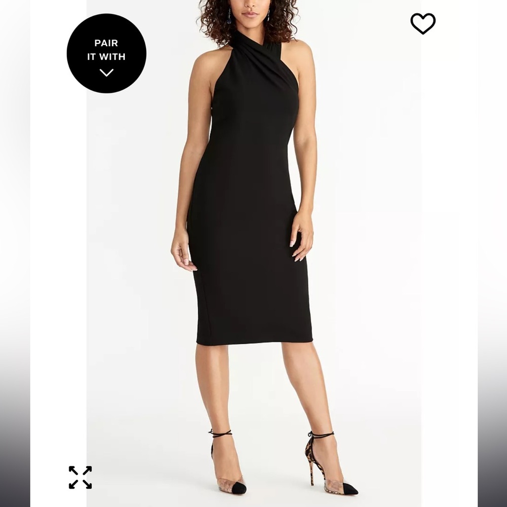Rachel Roy Classic Black Sleeveless halter sheath dress, Midi Dress XL